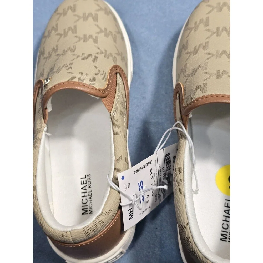Michael Kors Women's New NOA Slip On Sneaker -Tan Jacquard Size 5M